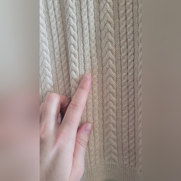Vtg Wainscott classic cream cableknit and ribbed turtleneck sweater, Women's XL. - Picture 7 of 8